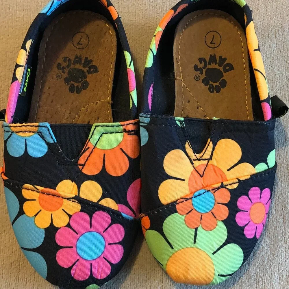 Dawgs Girls Flowers Multicolor Shoes Slips On Size 7 New